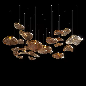 <span class=keywords><strong>Lampadario</strong></span> a sospensione di lusso <span class=keywords><strong>moderno</strong></span> di alta gamma per hall di hotel e ville, personalizzato per grandi progetti, in vetro soffiato a LED - Product Image 4