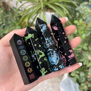 Tinh thể tự nhiên <span class=keywords><strong>Chakra</strong></span> Obsidian tháp lục giác điểm năng lượng đá quý Obsidian điểm cho trang trí nội thất - Product Image 4