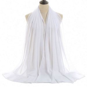 Hiyab de Chifón con Perlas para Mujer Musulmana en Lona - Poliéster de Alta Calidad en Color Puro - Product Image 5