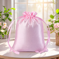 Sacs cadeaux en satin à cordon, colorés et doux, pour bijoux, fêtes, mariages, vente en gros
