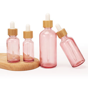 Venta al por Mayor de Botellas de Vidrio Rosa Vacías y Ecológicas de 5ml, 10ml, 15ml, 20ml, 30ml, 50ml y 100ml con Gotero y Tapa de Bambú para Aceites Esenciales - Product Image 2