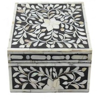 Mubkhar Incrustation en bois faite à la main Design unique Boîte à incrustations tendance en nacre avec ensemble de Bakhoor indien Photophore et petite boîte
