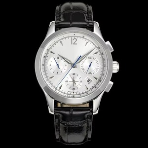 Luxury Deluxe <b>Automatic</b> <b>Chronograph</b> Date Pulsometer Sapphire Crystal 40mm Stainless Steel Case Black Leather Strap Mens Watch - Product Image 2