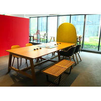 Table de conférence moderne en bois massif avec finition laquée pour l'école et le bureau, style panneau, mobilier de bureau