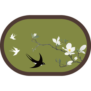 Tapis de bain ovale vert en imitation lin, antidérapant, absorbant, séchage rapide, pour entrée de salle de bain - Product Image 4