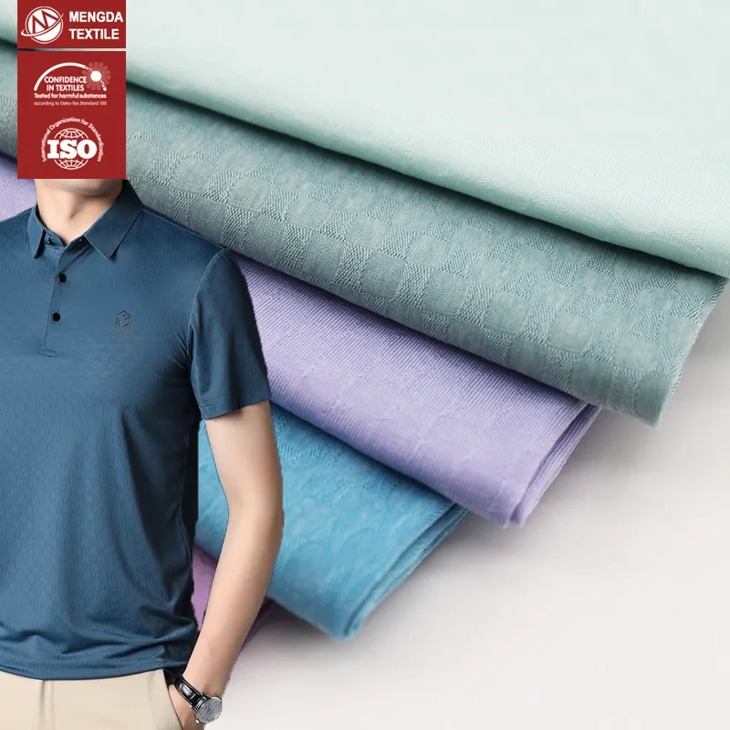 Özel örgü tasarımları jakarlı naylon spandex polyester elastan pamuklu kumaş spor giyim t shirt
