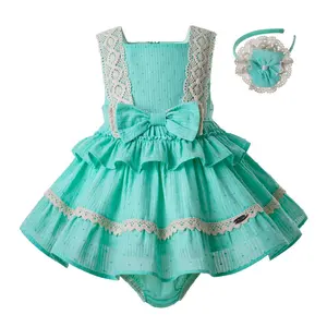 OEM Pettigirl Baby Girl Clothes Sale With Bow And Lace Dress Newborn Dresses
