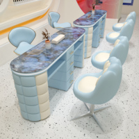 Table de manucure de luxe économique avec plateau en marbre, personnalisable en couleur, pour salon de beauté, mobilier de haute qualité