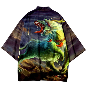 Cardigan ample à imprimé kirin japonais haute définition pour femmes et hommes, Harajuku, kimono samouraï, cosplay, hauts cool, chemisier, yukata, vêtements - Product Image 3