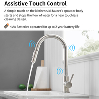 Robinet de Cuisine Intégré Intelligent à Capteur Tactile, Mélangeur Eau Chaude et Froide, Bec Flexible Extractible, Installation sur Évier