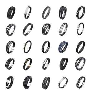 Alin personalizado nuevo acero inoxidable cuero magnético 316l pulseras para hombres al por mayor - Product Image 1