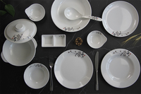 Service de table chinois traditionnel personnalisé, en mélamine écologique, peint à la main, pour mariage, rentrée scolaire, assiettes blanches