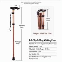 Canne de marche télescopique en aluminium CE à 3 sections, réglable et pliable, pour la randonnée en montagne, avec embout en caoutchouc, OEM/ODM