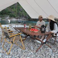 Vente en gros, léger, couleur de Grain de bois d'aluminium, Table de Camping de plage pliante