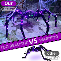 Décoration d'Halloween à l'extérieur Araignée géante-Décoration d'extérieur pour Halloween Araignée éclairée Araignée lumineuse avec 26 piquets de sol à lumière LED