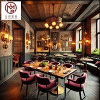Cuir chinois incurvé demi-cercle hôtel moderne bois rond Commercial Restaurant meubles canapé stand siège Table chaise ensemble