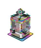Console de jeu grue à monnayeur pour 4 joueurs, structure supérieure rotative, design enfantin, personnalisable, en acier inoxydable