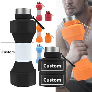 Barbell Design vente en gros pliant Silicone sport boisson bouteille d'eau Logo personnalisé conçu Grm Botella De Agua bouteille pliable - Product Image 1