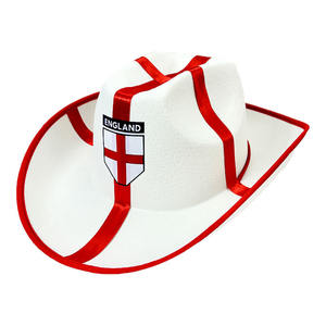 Sombrero <span class=keywords><strong>de</strong></span> Vaquero Personalizado SOLPOP con la Bandera Nacional <span class=keywords><strong>de</strong></span> Inglaterra, Cruz <span class=keywords><strong>de</strong></span> San Jorge, Sombrero <span class=keywords><strong>de</strong></span> Vaquera para Fanáticos del Fútbol, Animación en <span class=keywords><strong>el</strong></span> Mundial - Product Image 1
