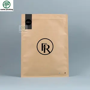 Doypack sacs à fermeture éclair refermables en papier Kraft pour t-shirts et Camis