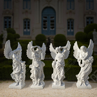 Statue grandeur nature de statue d'extérieur en pierre de marbre blanc de dame de jardin quatre saisons