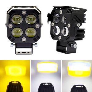 ไฟมอเตอร์ไซค์ LED 4 เลนส์ รุ่นใหม่ สว่างพิเศษ 25W 12V 6500 ลูเมนส์ ไฟตัดหมอกแบบสองสี ไฟหน้า ใช้ได้กับรถมอเตอร์ไซค์ทั่วไป - Product Image 5