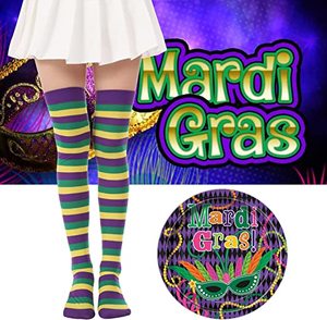 אופנה דק ארוך תלבושות גרבי מרדי גרא נשים מעל ברך ירך גבוהה פסים גרביים - Product Image 2