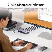 Conmutador KVM UGREEN DP 1.4 CM695, 8K 60Hz, para 2 PC, Compartir Pantalla, Impresora, Teclado, Cable DP, Conversor de Puerto de Pantalla