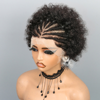 Perruque Tressée Afro Crépue Bouclée Ondulée Bob Lace Frontale 13x4 Cheveux Humains Brésiliens Remy Densité 180% avec Ligne de Cheveux Naturelle