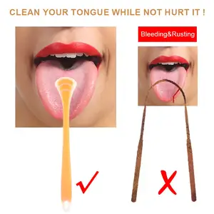 Spazzola per raschietto per lingua in Silicone portatile 2 in 1 strumento per la cura dell'igiene orale Non sintetico per la pulizia della lingua per ridurre l'alitosi - Product Image 2