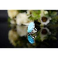 Bague en turquoise naturelle de Mohave sertie clos, en argent sterling 925, bijoux artisanaux, motif naturel unique, cadeau pour femme