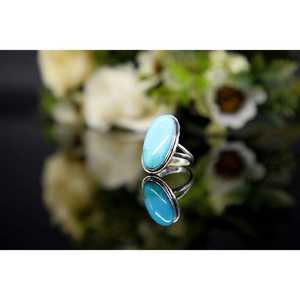 Bague en turquoise naturelle de Mohave, faite à la main, en argent sterling 925, bijoux artisanaux, motif naturel unique, bague en pierres précieuses pour femmes, cadeau - Product Image 3