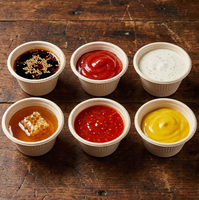Gobelet à sauce jetable biodégradable en pulpe de canne à sucre, pliable, micro-ondable, couleur naturelle, personnalisé, 4 oz, pour buffet de mariage, avec couvercle
