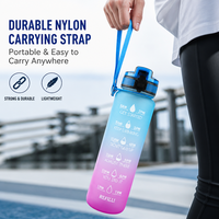Bouteille d'eau motivante Gradient 32 oz/1 litre avec marqueur de temps, bouteille d'eau Tritan 1000 ml pour les sports de plein air
