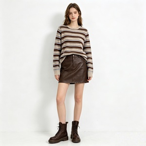 Pull en <span class=keywords><strong>laine</strong></span> mélangée à rayures, effet cachemire, pour femmes, col rond, manches longues, tricoté, doux, chaud, décontracté, à porter au quotidien en hiver - Product Image 4