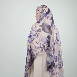 90*200 Luxury Purple <b>Modal</b> Cotton Viscose Water Print <b>Hijab</b> Double Needle Malay Ethnic Muslim Islamic Printed <b>Modal</b> <b>Hijab</b> - Product Image 1