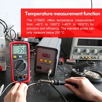 UNI-T UT890C UT890D+ Multimeter Digital Tester Manual Range Kapasitansi AC DC Frekuensi Suhu Resistansi Bertenaga Baterai