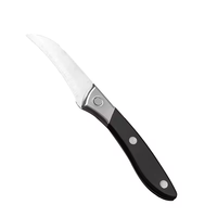 RVS gebogen schilmesje 3,5 inch, zwarte kunststof geplaatste haakpunt, ambidextrous, vaatwasserbestendig, milieuvriendelijk, keuken, fruit