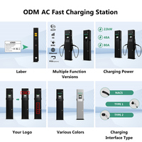 Borne de Recharge Commerciale pour Véhicules Électriques 22kW+22kW Double Connecteur Type 2 Murale Version Câble 5m RFID OCPP1.6J pour Stationnement au Lieu de Travail