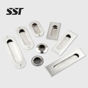 Recessed Square Stainless Steel Sliding Handle for Cabinets Dressers Wardrobes Bedrooms Bathrooms and Kitchens - Product Image 1