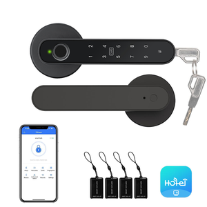 Serrure <span class=keywords><strong>de</strong></span> porte intelligente en alliage d'aluminium avec empreinte digitale, sécurité domestique, compatible avec la plateforme Tuya, contrôle par application, empreinte digitale, mot <span class=keywords><strong>de</strong></span> passe, carte-clé pour - Product Image 1