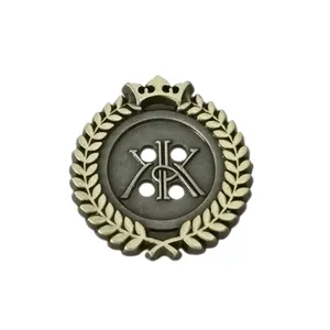 Logotipo de marca de bronze antigo escovado, atacado, botão costurado, botão de metal personalizado com logotipo para camisas, roupas