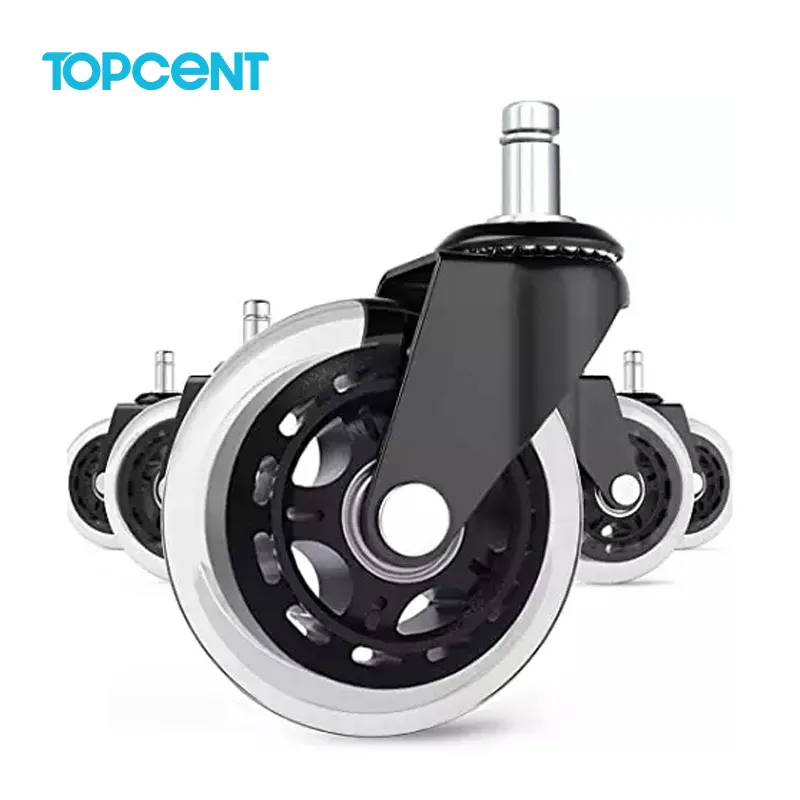 TOPCENT Soft Safe Rollers Hardware per mobili sedia da ufficio ruota girevole in Pu trasparente ruota girevole in gomma da 3 pollici