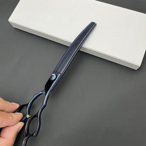 Tijeras de Peluquería Canina de 7 Pulgadas 440C con Dientes Curvos, Acero Inoxidable, Doble Mango, Color Azul Cobalto, Herramientas para Cortar el Pelo de Perros - Product Image 1