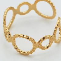 Bague ouverte minimaliste en acier inoxydable plaqué or 18 carats, torsadée, à anneaux entrelacés multiples, pour empilage, vente en gros personnalisée