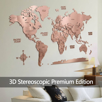Mapa del Mundo Tridimensional de Madera de Alta Gama para Decoración de Pared |   Arte Mural Retro de Viajes, Adecuado para Decoración del Hogar y la Oficina