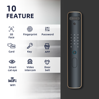 Serrure de porte intelligente UIELOCK QA80 avec empreinte digitale biométrique, reconnaissance faciale 3D, mot de passe, carte, application, caméra, pour porte en bois, écran 3,5 pouces, Wi-Fi