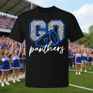 Camiseta Go Panthers Cheer, diseño de espíritu escolar, regreso a clases, color negro - Product Image 3