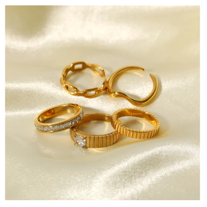 แหวนโดมสำหรับผู้หญิงสีทอง18K และ PVD ทำจากสเตนเลสสตีลไม่เป็นสนิม - Product Image 2