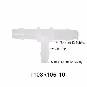 Raccord en T réducteur 3 voies JU Factory, raccord cannelé pour tuyau 1/4"x1/4"x3/16" ID, connecteur en plastique - Product Image 2
